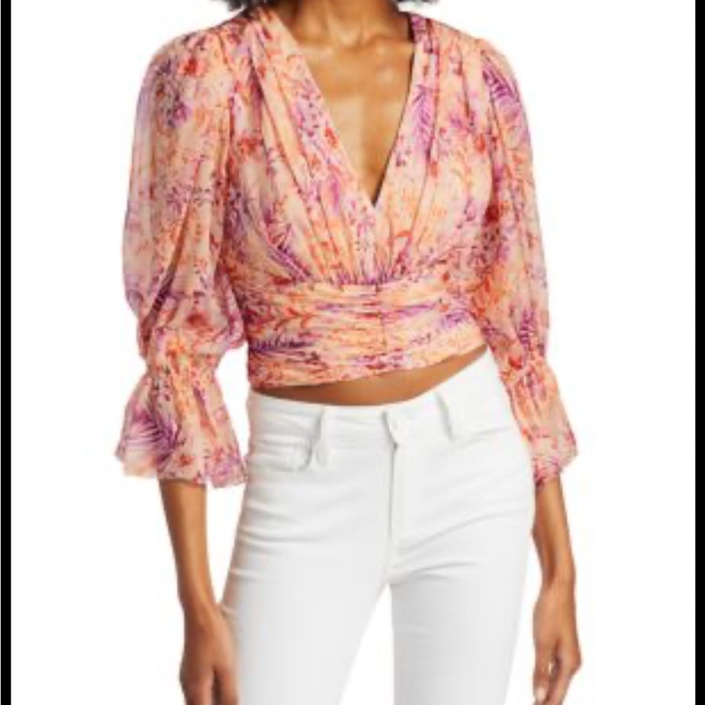 AMUR silk cropped blouse
